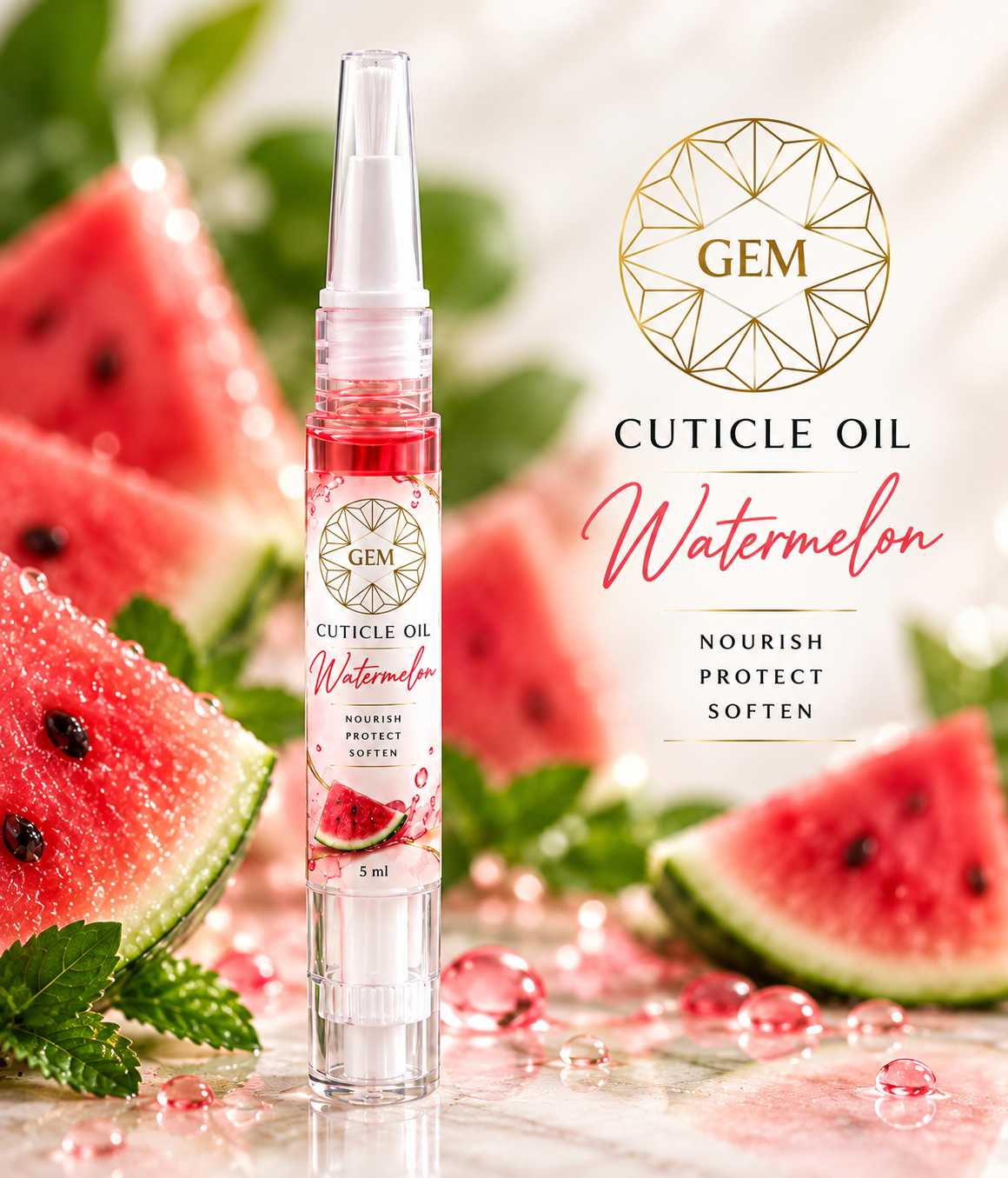 GEM Cuticle Oil – Watermelon 5ml