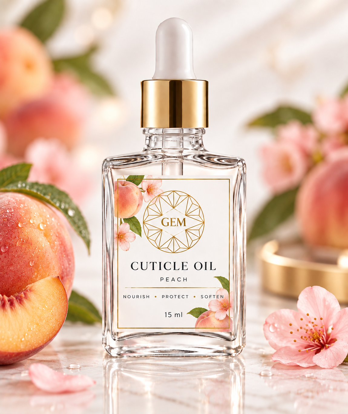 GEM Cuticle Oil – Peach 15ml